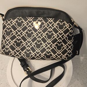 Mickey Mouse Black and Cream Crossbody Bag